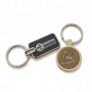 Customife Semi Metal Keyring Black – Black Metal Keychain | Personalized Gift Accessory with Custom Print